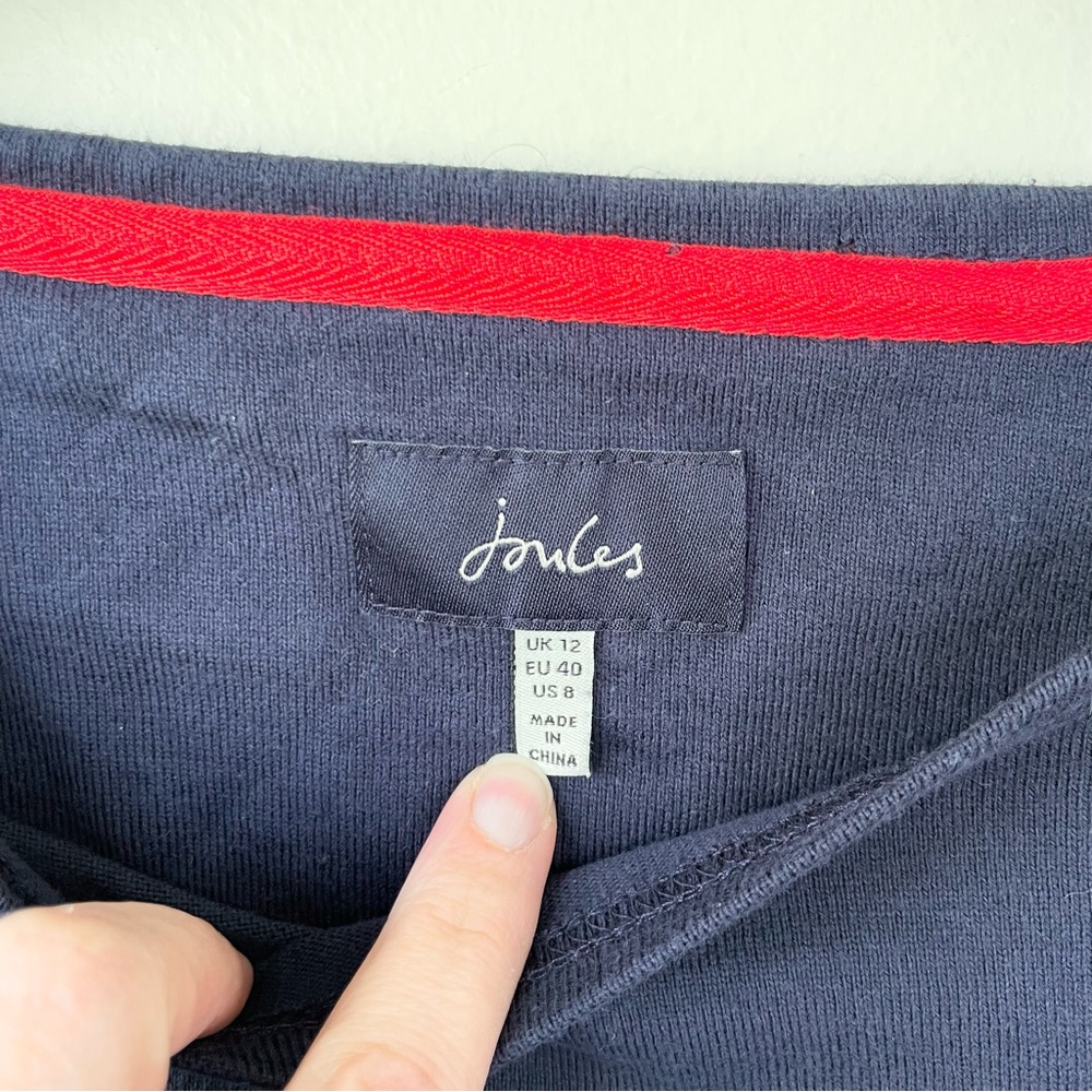 Joules Harbour Luxe Rainbow Stripe Navy Blue Cotton Blend Size 8 Long Sleeve - Picture 6 of 9